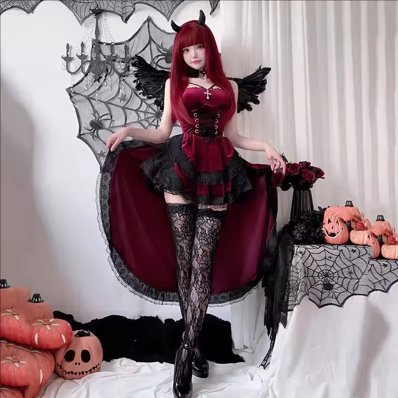 Vintage Fashion Dresses - Y2K風のゴシック・ヴィクトリア朝風ヴァンパイア・ブライドドレス。女性用。日本のヴィンテージスタイル。長いトレーンが付いた魔女コスチューム。ハロウィンパーティーに最適。